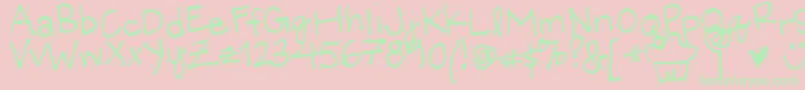 LittleMissWonderful Font – Green Fonts on Pink Background