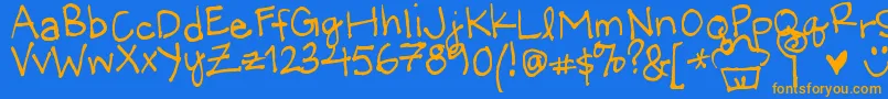LittleMissWonderful Font – Orange Fonts on Blue Background