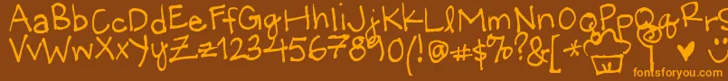 LittleMissWonderful-Schriftart – Orangefarbene Schriften auf braunem Hintergrund