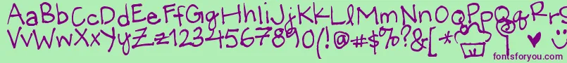 LittleMissWonderful Font – Purple Fonts on Green Background