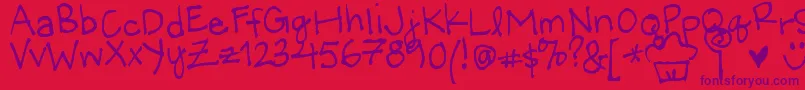 LittleMissWonderful Font – Purple Fonts on Red Background