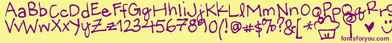 LittleMissWonderful Font – Purple Fonts on Yellow Background