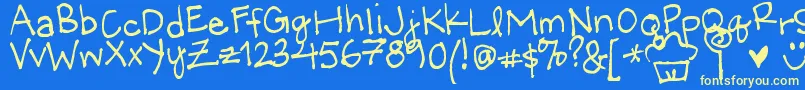 LittleMissWonderful Font – Yellow Fonts on Blue Background