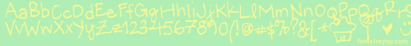 LittleMissWonderful Font – Yellow Fonts on Green Background