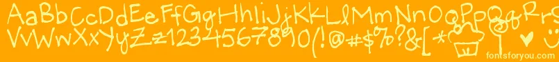 LittleMissWonderful Font – Yellow Fonts on Orange Background