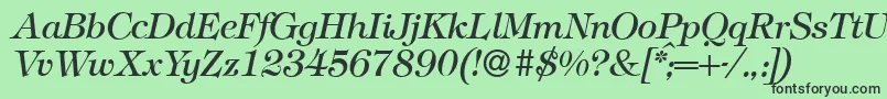 Fonte T731RomanItalic – fontes pretas em um fundo verde