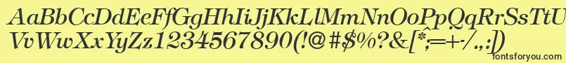 Fonte T731RomanItalic – fontes pretas em um fundo amarelo