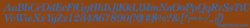 T731RomanItalic Font – Blue Fonts on Brown Background