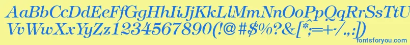 Więcej informacji o czcionce T731RomanItalic Czcionka T731RomanItalic – niebieskie czcionki na żółtym tle