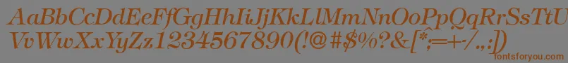 Шрифт T731RomanItalic – коричневые шрифты на сером фоне