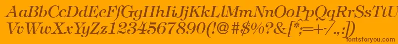 フォントT731RomanItalic – オレンジの背景に茶色のフォント