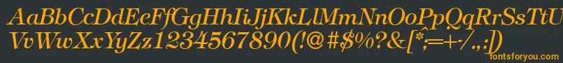 フォントT731RomanItalic – 黒い背景にオレンジの文字