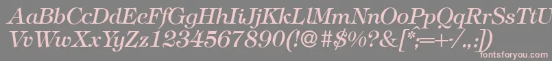 フォントT731RomanItalic – 灰色の背景にピンクのフォント