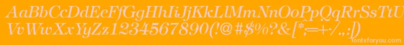 T731RomanItalic Font – Pink Fonts on Orange Background