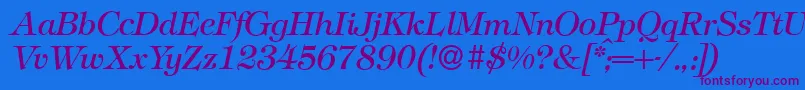 T731RomanItalic Font – Purple Fonts on Blue Background