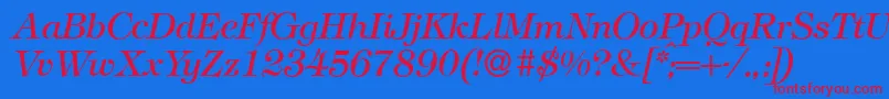 T731RomanItalic Font – Red Fonts on Blue Background