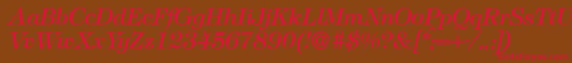 T731RomanItalic Font – Red Fonts on Brown Background