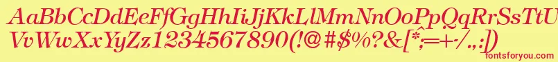 T731RomanItalic Font – Red Fonts on Yellow Background