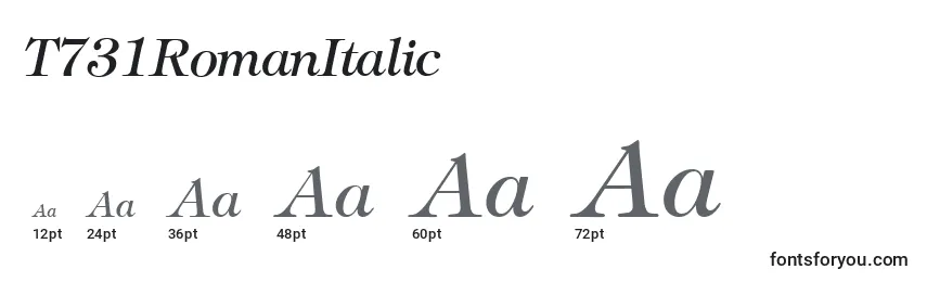 T731RomanItalic Font Sizes