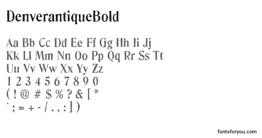 Czcionka DenverantiqueBold – alfabet, cyfry, specjalne znaki