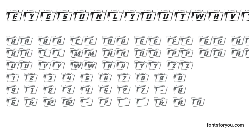 Schriftart Eyesonlyoutwavy3 – Alphabet, Zahlen, spezielle Symbole