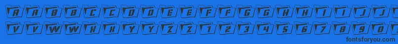 フォントEyesonlyoutwavy3 – 黒い文字の青い背景