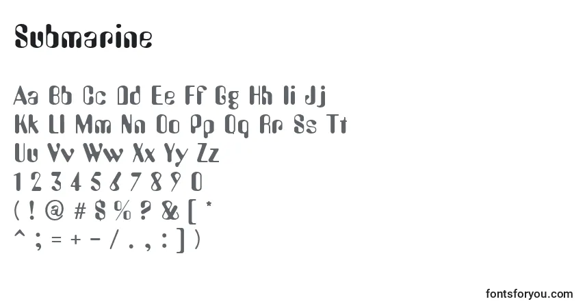 Шрифт Submarine – алфавит, цифры, специальные символы