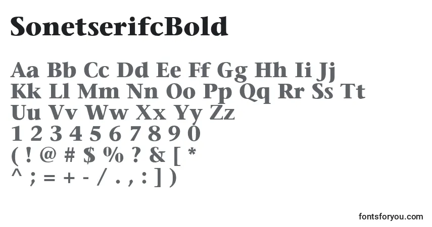 Czcionka SonetserifcBold – alfabet, cyfry, specjalne znaki