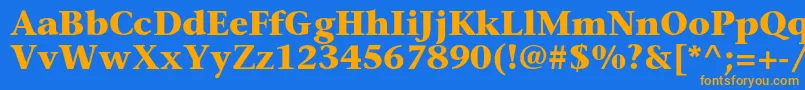 フォントSonetserifcBold – オレンジ色の文字が青い背景にあります。