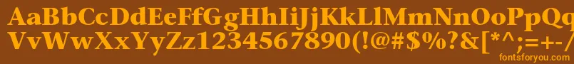 フォントSonetserifcBold – オレンジ色の文字が茶色の背景にあります。