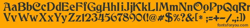 Fonte JmhCthulhumbus – fontes pretas em um fundo laranja