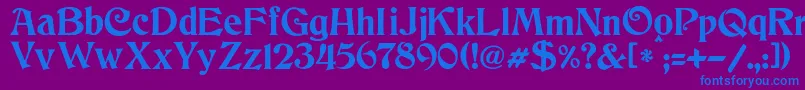 Fonte JmhCthulhumbus – fontes azuis em um fundo violeta