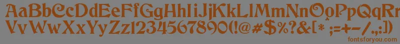 フォントJmhCthulhumbus – 茶色の文字が灰色の背景にあります。