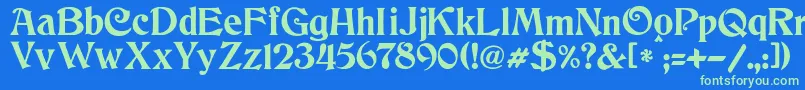 JmhCthulhumbus Font – Green Fonts on Blue Background