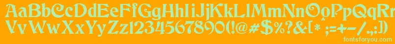 Fonte JmhCthulhumbus – fontes verdes em um fundo laranja