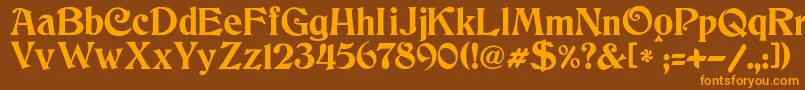 JmhCthulhumbus-Schriftart – Orangefarbene Schriften auf braunem Hintergrund