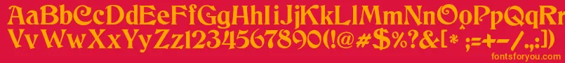 JmhCthulhumbus-Schriftart – Orangefarbene Schriften auf rotem Hintergrund