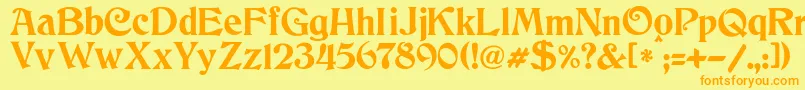 フォントJmhCthulhumbus – オレンジの文字が黄色の背景にあります。