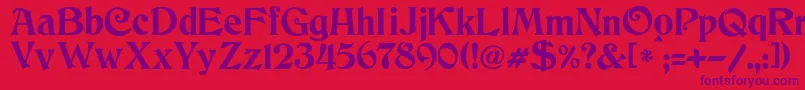 Fonte JmhCthulhumbus – fontes roxas em um fundo vermelho