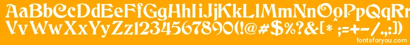 JmhCthulhumbus-Schriftart – Weiße Schriften auf orangefarbenem Hintergrund