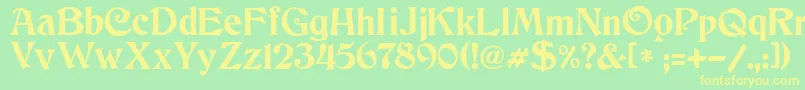 フォントJmhCthulhumbus – 黄色の文字が緑の背景にあります