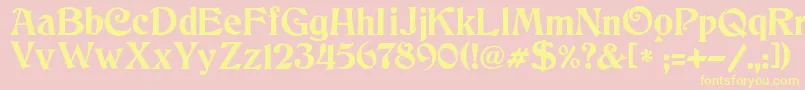 Fonte JmhCthulhumbus – fontes amarelas em um fundo rosa