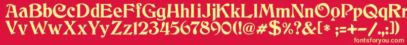 JmhCthulhumbus-Schriftart – Gelbe Schriften auf rotem Hintergrund