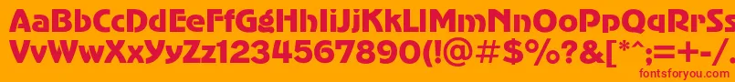 Czcionka Advergothicc – czerwone czcionki na pomarańczowym tle