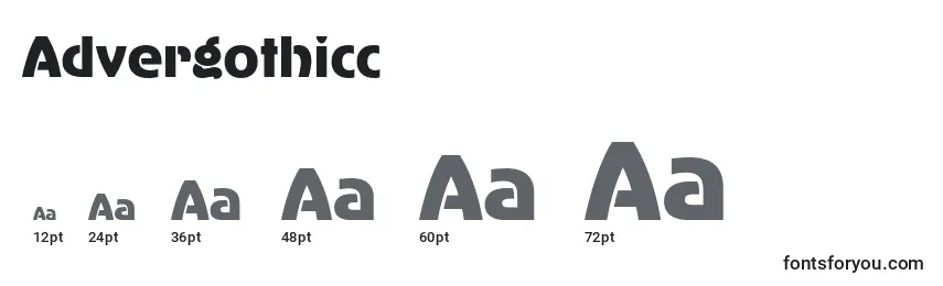Размеры шрифта Advergothicc