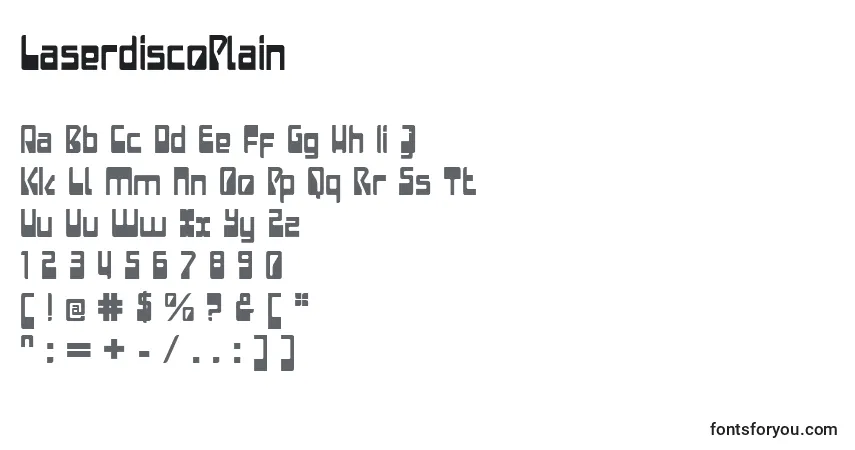 A fonte LaserdiscoPlain – alfabeto, números, caracteres especiais