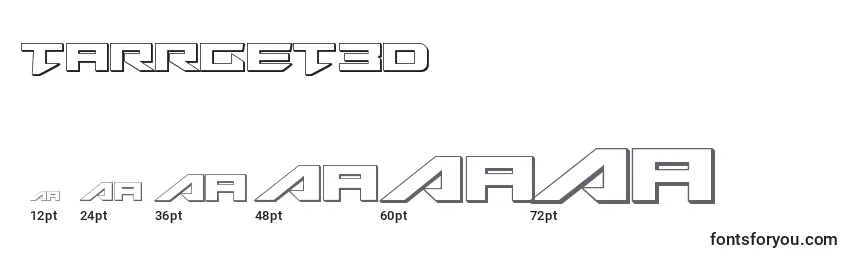 Размеры шрифта Tarrget3D