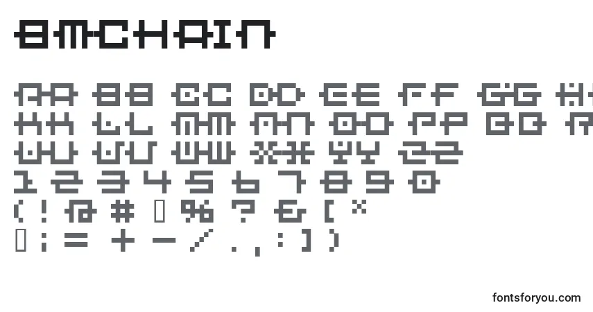 Czcionka Bmchain – alfabet, cyfry, specjalne znaki
