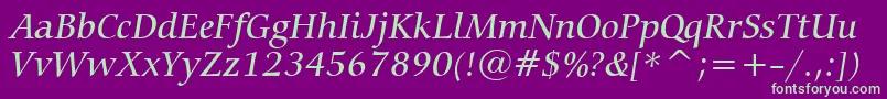 CarminaMediumItalicBt Font – Green Fonts on Purple Background