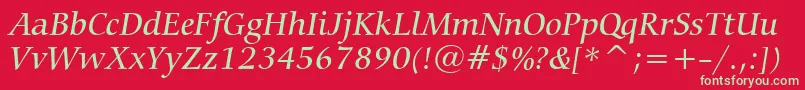 CarminaMediumItalicBt Font – Green Fonts on Red Background